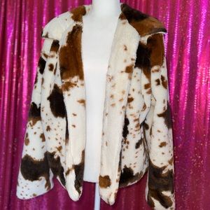 Cow Print Furry Coat